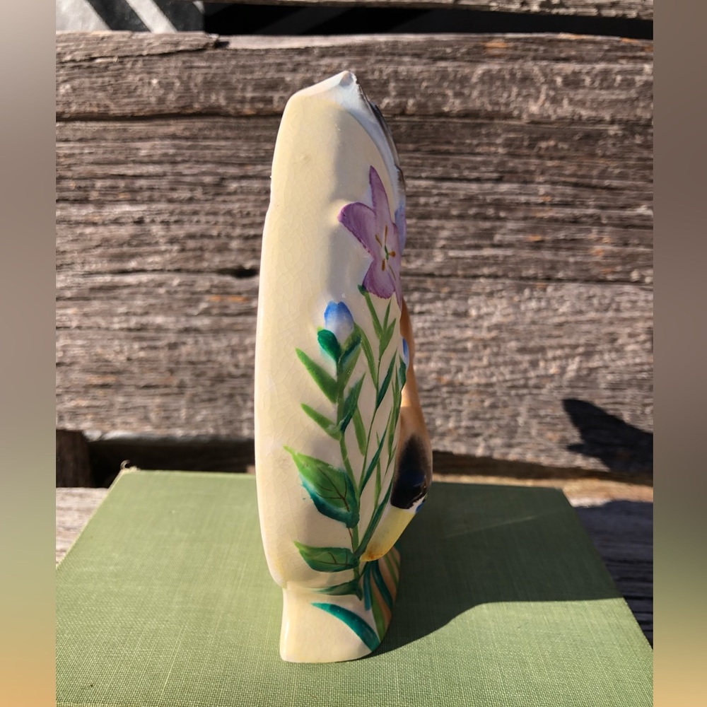 Vintage Wall Pocket Japan made PY crane duck ceramic flower vase Japanese bird💚 - Picture 5 of 14
